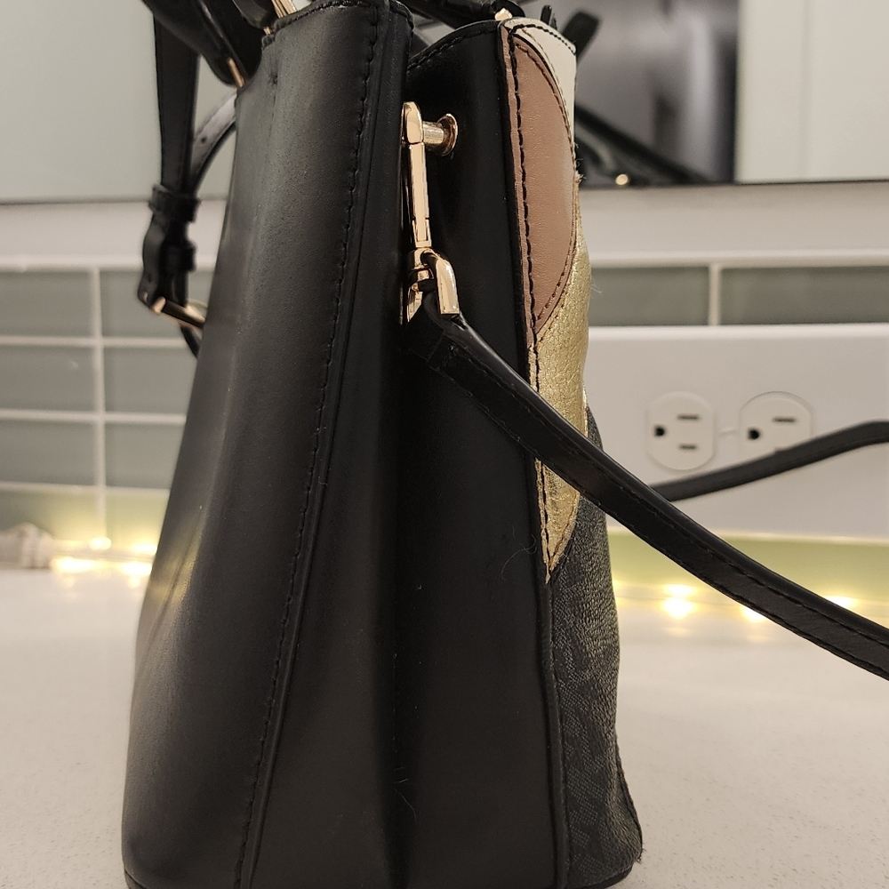 Michael Kors Black, Cream, Brown, and Gold Satchel - Picture 6 of 6